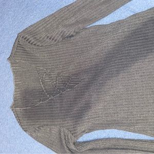 Solid lace up front  V neck long sleeve